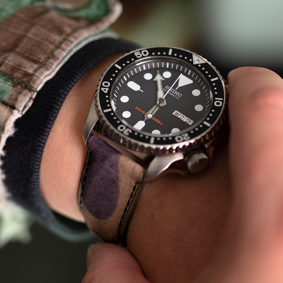 Correa de reloj italiana de cuero con diseño camuflaje forestal, liberación rápida, cónica, 19mm a 22mm
