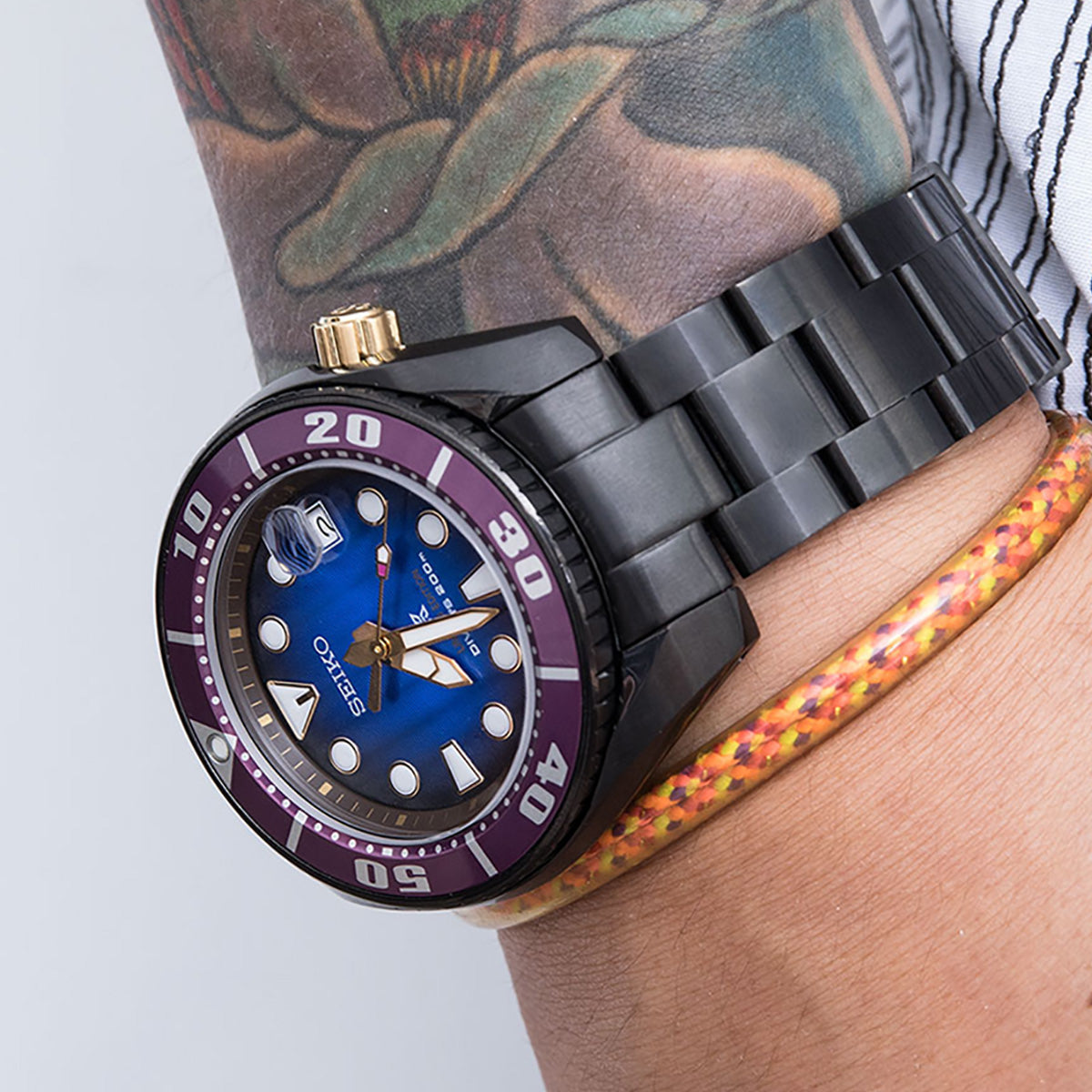 Bracciale in acciaio inox Super-O Boyer DLC nero 20mm per Seiko Sumo