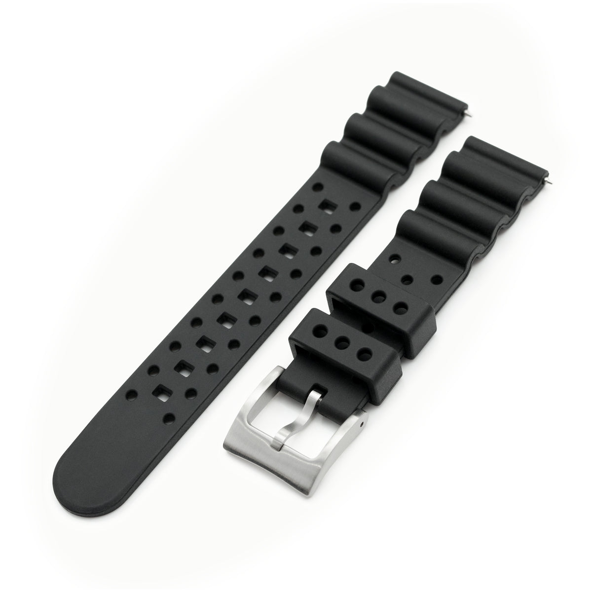 Black Quick Release FKM Rubber Diver Strap 18mm 20mm 22mm