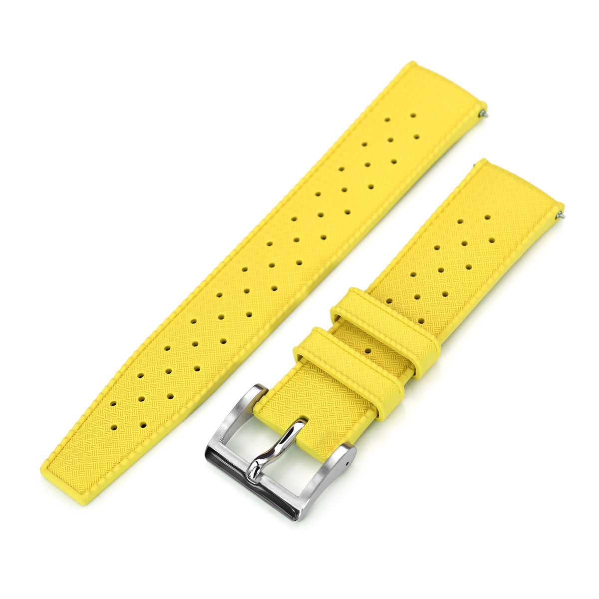 Quick Release Yellow Tropical-Style Pro FKM rubber watch strap, 19mm, 20mm or 22mm