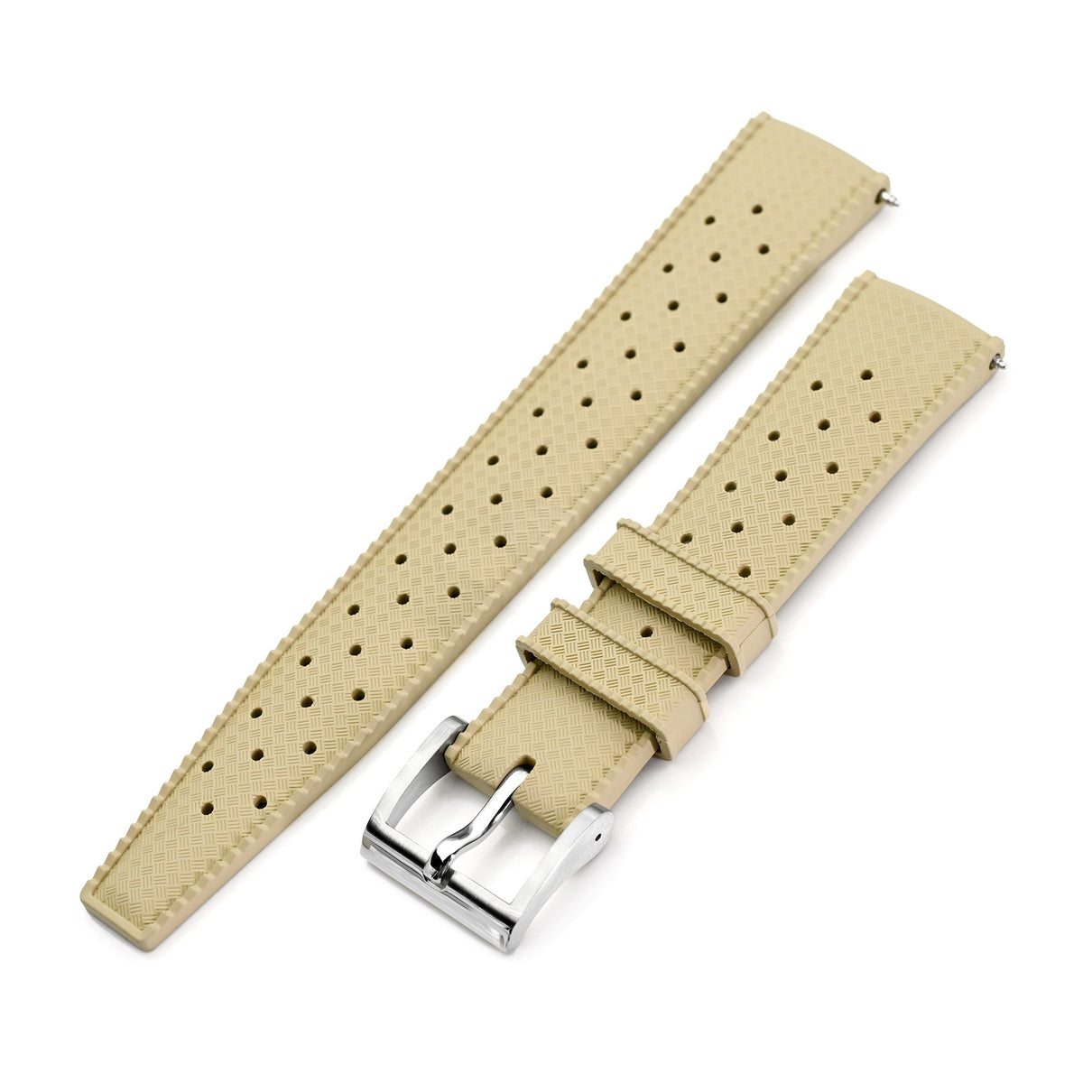 Quick Release Khaki Tropical-Style Pro FKM rubber watch strap, 20mm Strapcode Watch Bands