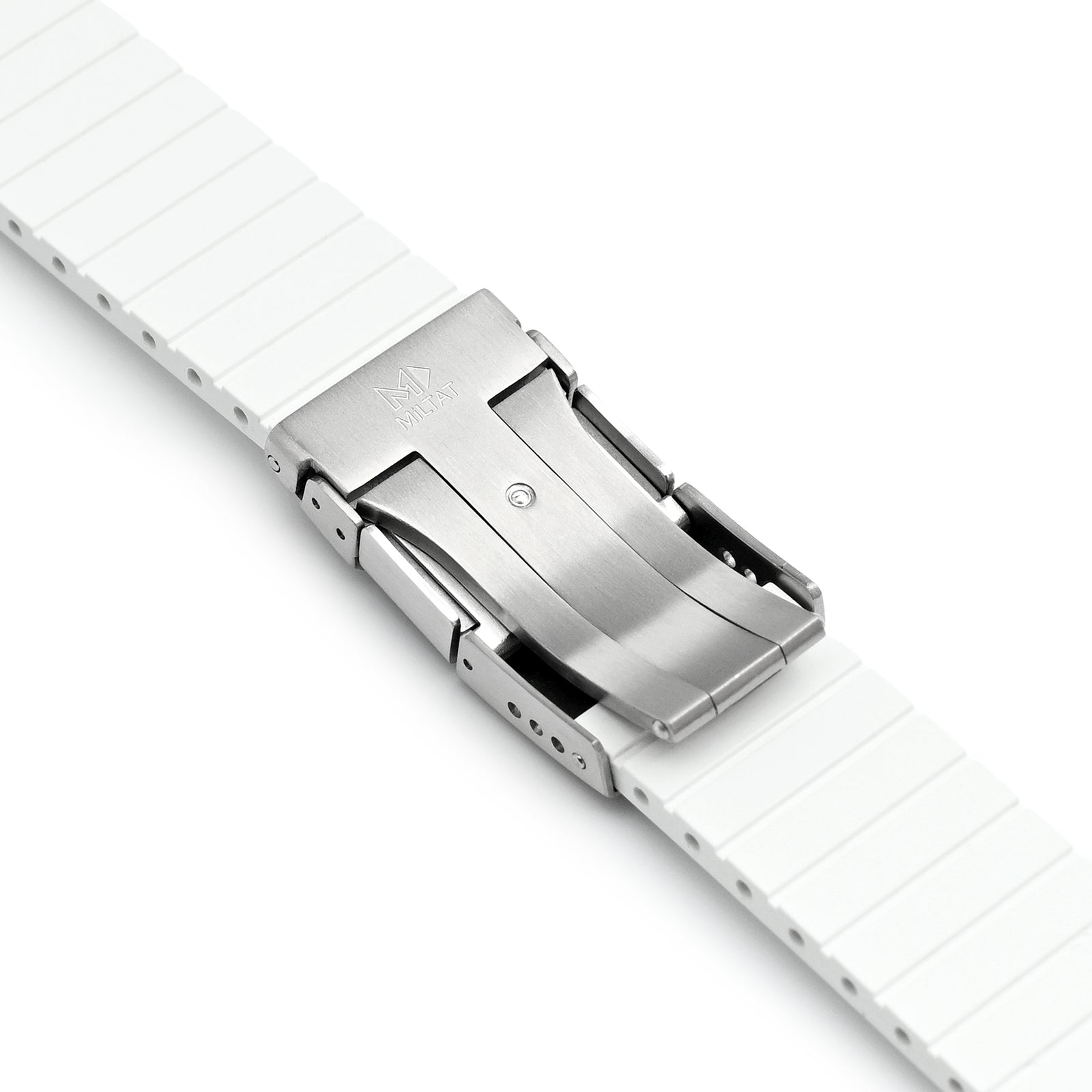 Quick Release FKM27 White Titanium Slinea Clasp FKM Rubber watch strap, 20mm or 22mm Strapcode watch bands