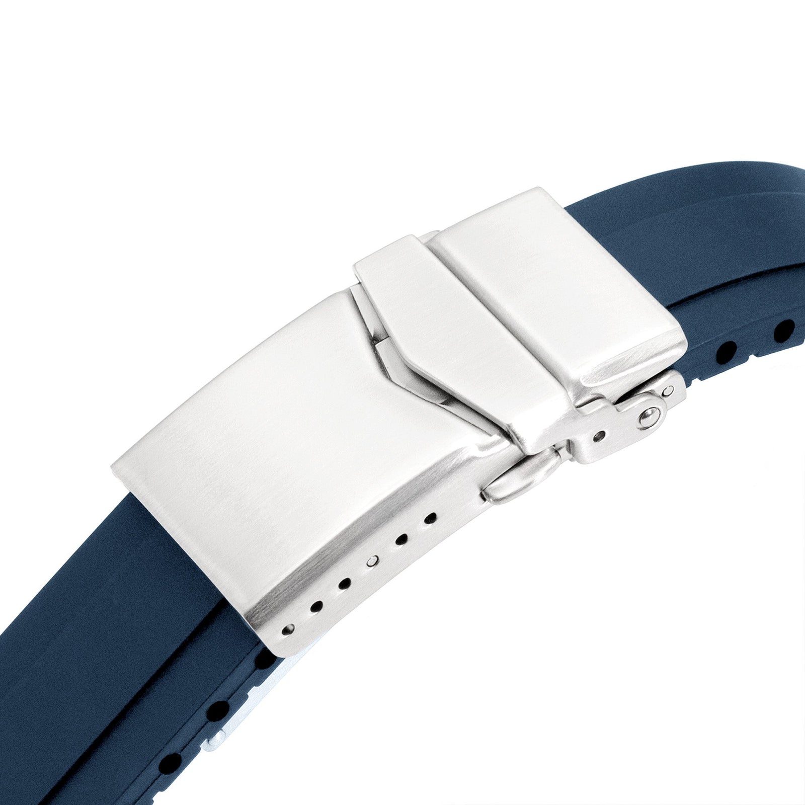 20mm Crafter Blue - MX03-733 Navy Blue FKM Rubber Strap With End Links compatible with Hamilton Khaki Field 38mm Strapcode watch bands