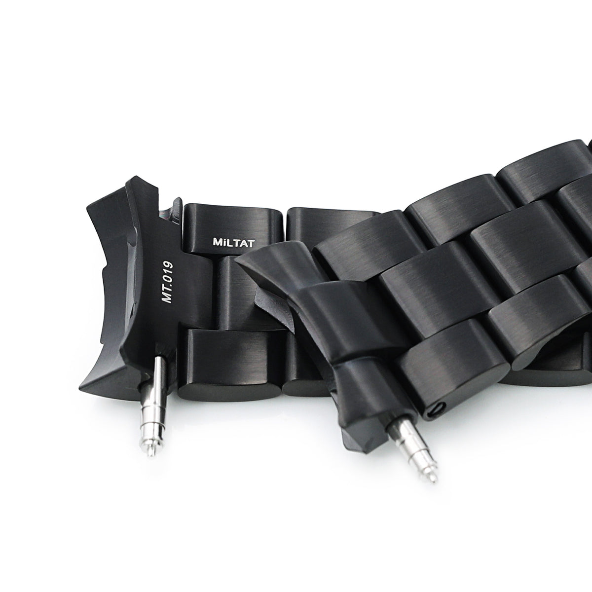 22mm Super-O Boyer Uhrenarmband für Seiko SKX007 SKX009 SKX011, Edelstahl - Gebürstet (DLC) Schwarze Beschichtung, V Diver Schließe