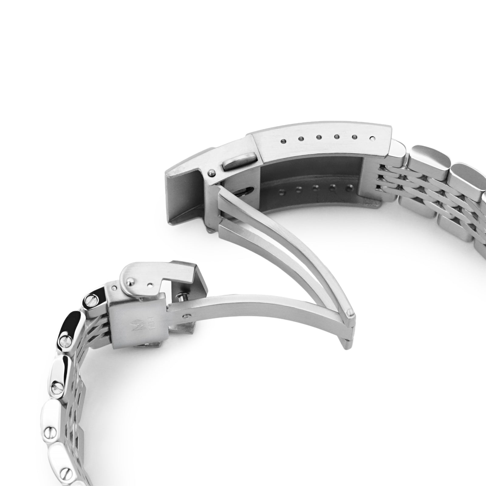 Correa de reloj BOR de goma de 22mm para Seiko 5 Sports 42.5mm SRPD51 SRPD55 SBSA003, acero inoxidable - cepillado, eslabones centrales pulidos, cierre V Diver