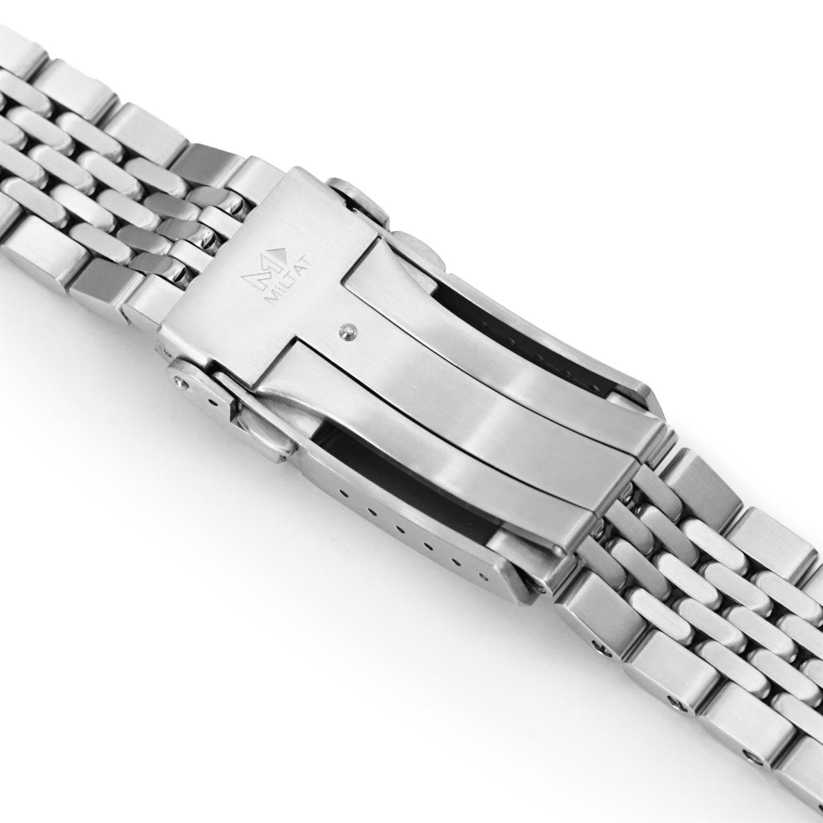Correa de reloj BOR de goma de 22mm para Seiko 5 Sports 42.5mm SRPD51 SRPD55 SBSA003, acero inoxidable - cepillado, eslabones centrales pulidos, cierre V Diver