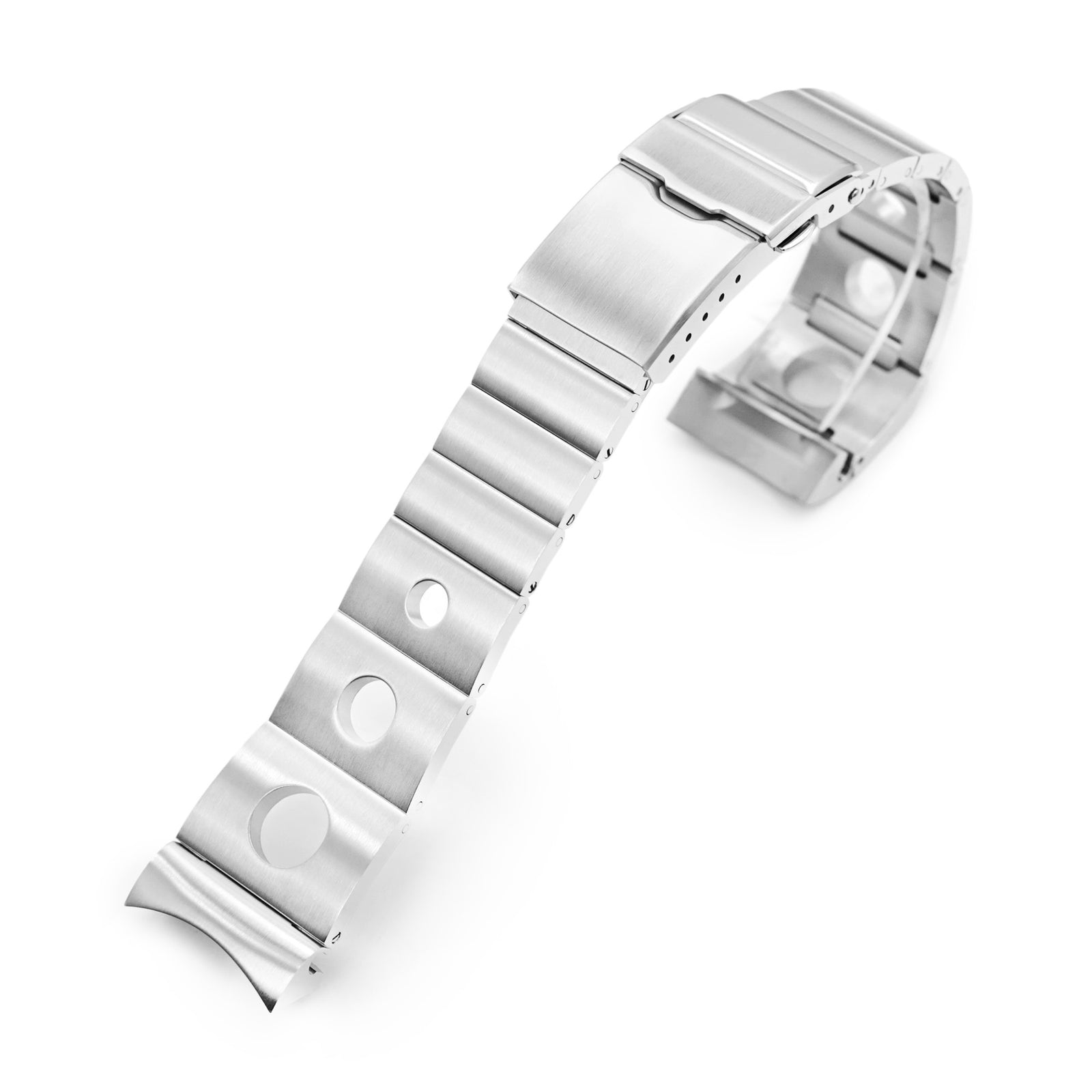 Cinturino Rollball II 22mm per Seiko 5 Sports 42,5mm SRPD51 SRPD55 SBSA003, Acciaio Inox - Satinato, Chiusura Baton Diver