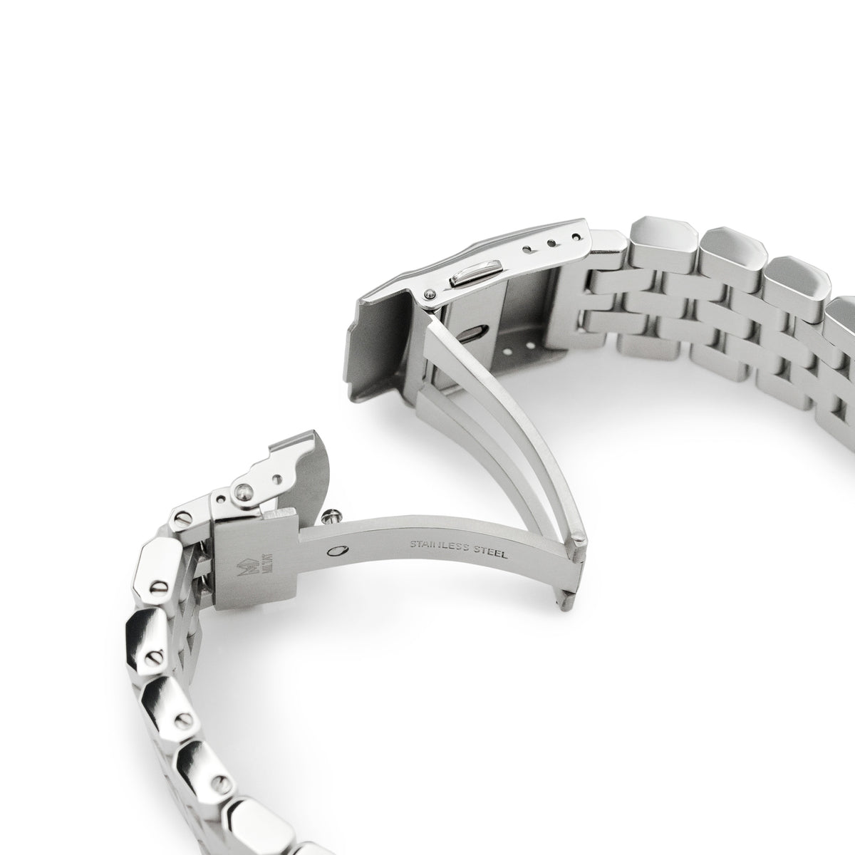 22mm SUPER Engineer II Uhrenarmband kompatibel mit Seiko SKX007, gebürsteter 316L Edelstahl, gebogene Enden