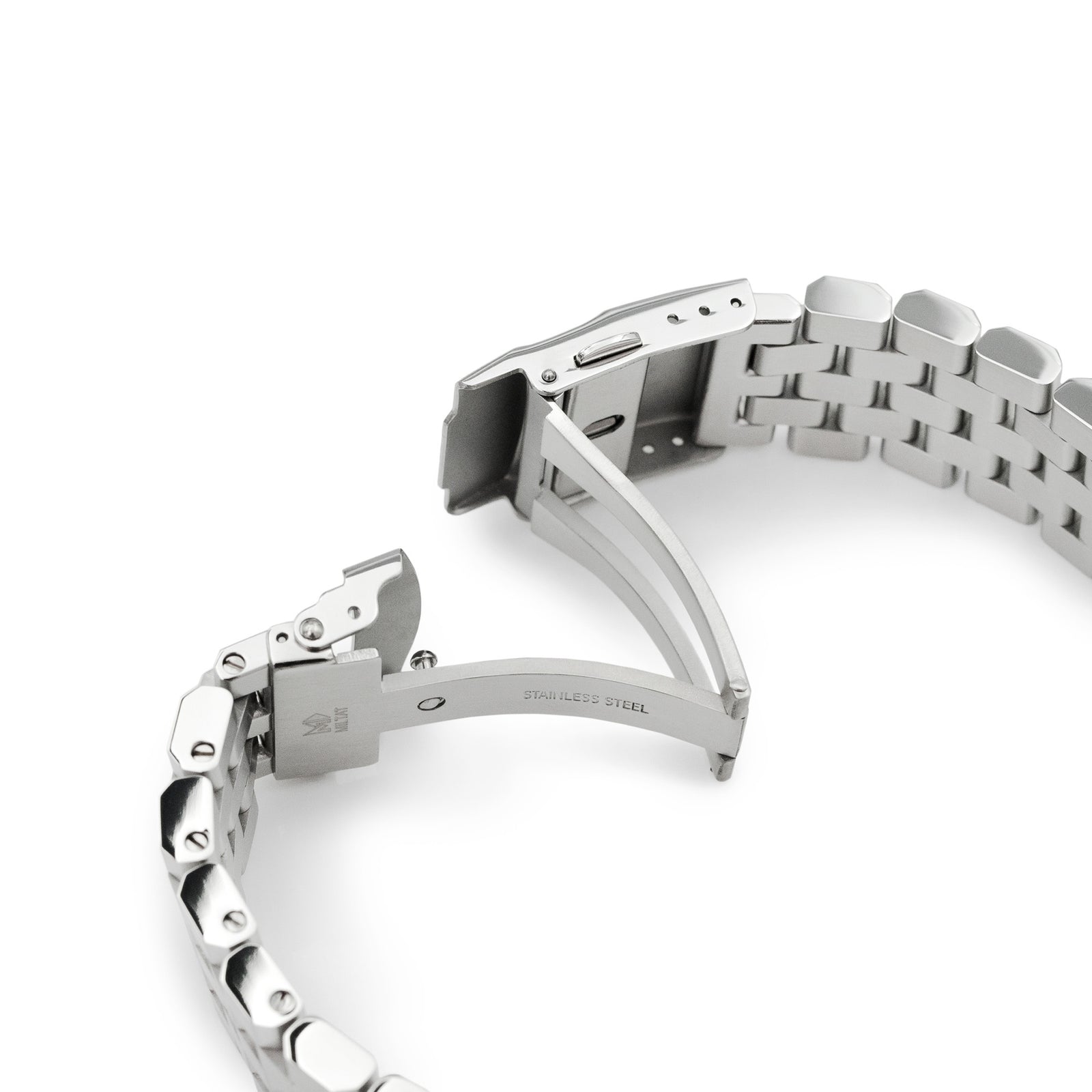 22mm SUPER Engineer II Uhrenarmband kompatibel mit Seiko SKX007, gebürsteter 316L Edelstahl, gebogene Enden