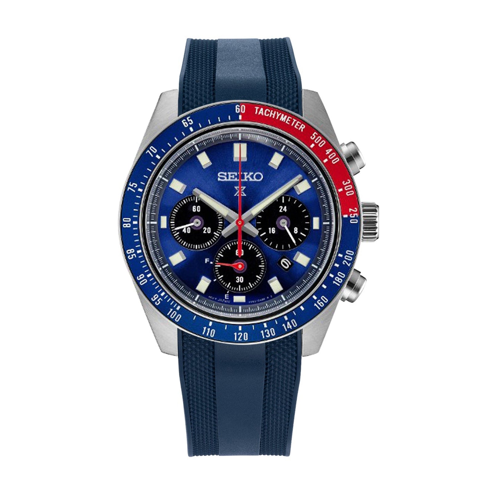 21mm StrapXPro - Navy Blue SMX02A Rubber Strap compatible with Seiko Speedtimer SSC911 Series Strapcode watch bands