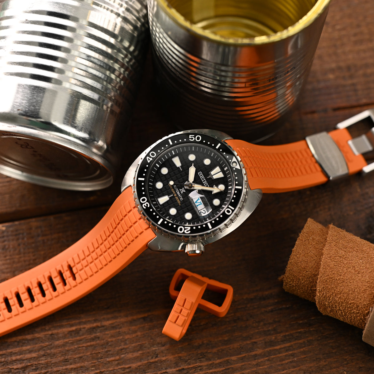 22mm Crafter Blue CB12 Orange Rubber Strap for Seiko Turtle