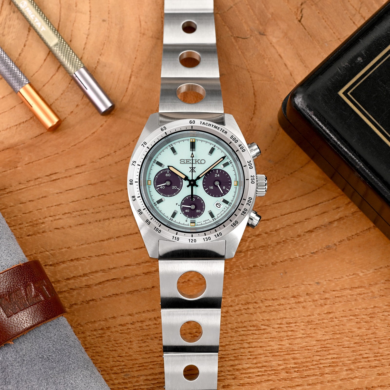 20mm Rollball version II Watch Band for Seiko SSC813P1, 316L Stainless Steel Brushed V-Clasp Strapcode Watch Bands