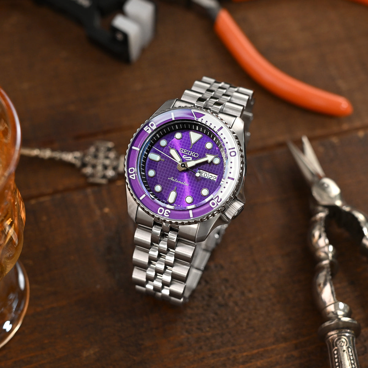 Angus-J Louis 22mm Stainless Steel Bracelet for Seiko 5 Sports SRPD51 SRPD85