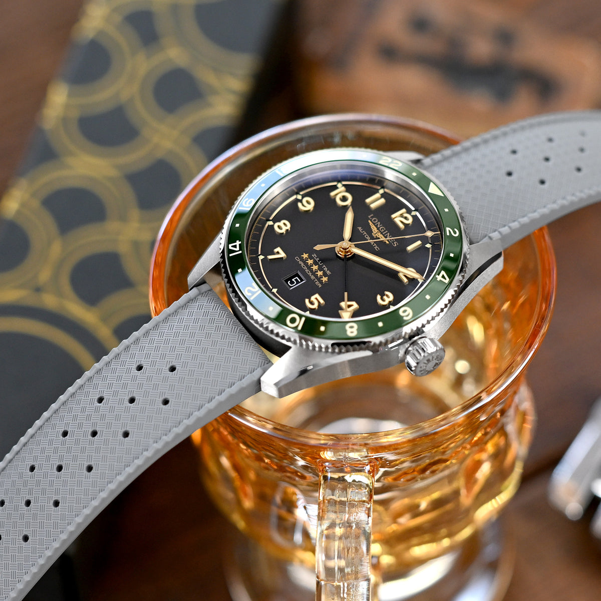 Quick Release Grey Tropical-Style Pro FKM rubber watch strap, 20mm or 22mm