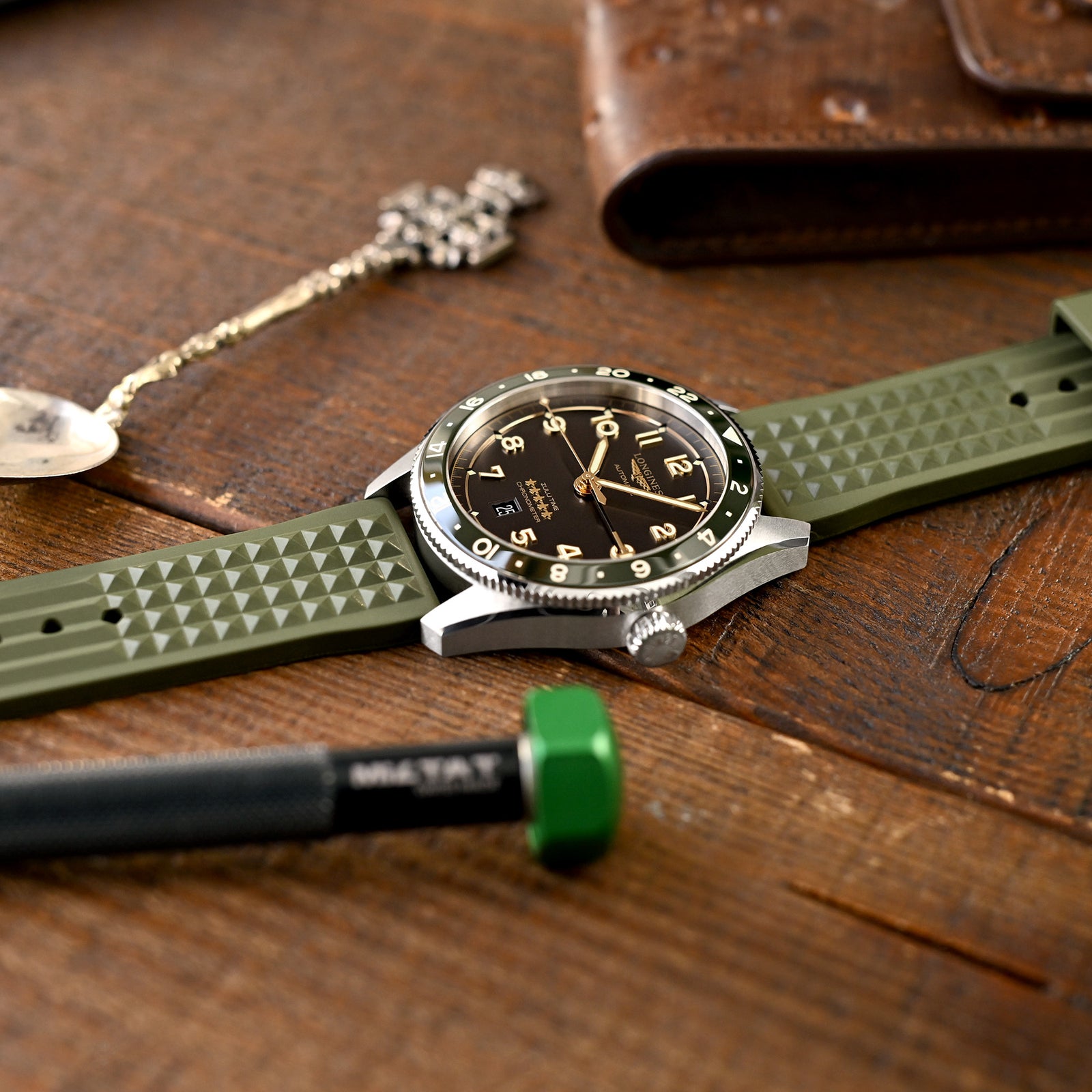 Chaffle Military Green FKM Rubber watch strap, 20mm or 22mm Strapcode Watch Bands