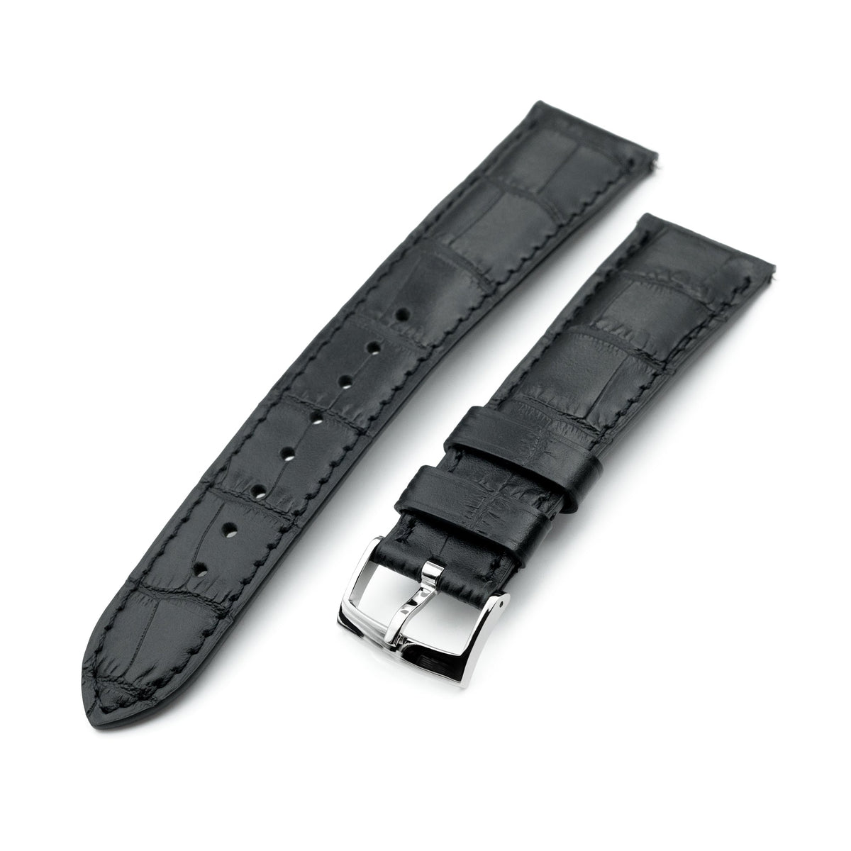 Q.R. Black CrocoCalf (Italian Croco Grain) Strapcode Watch Bands