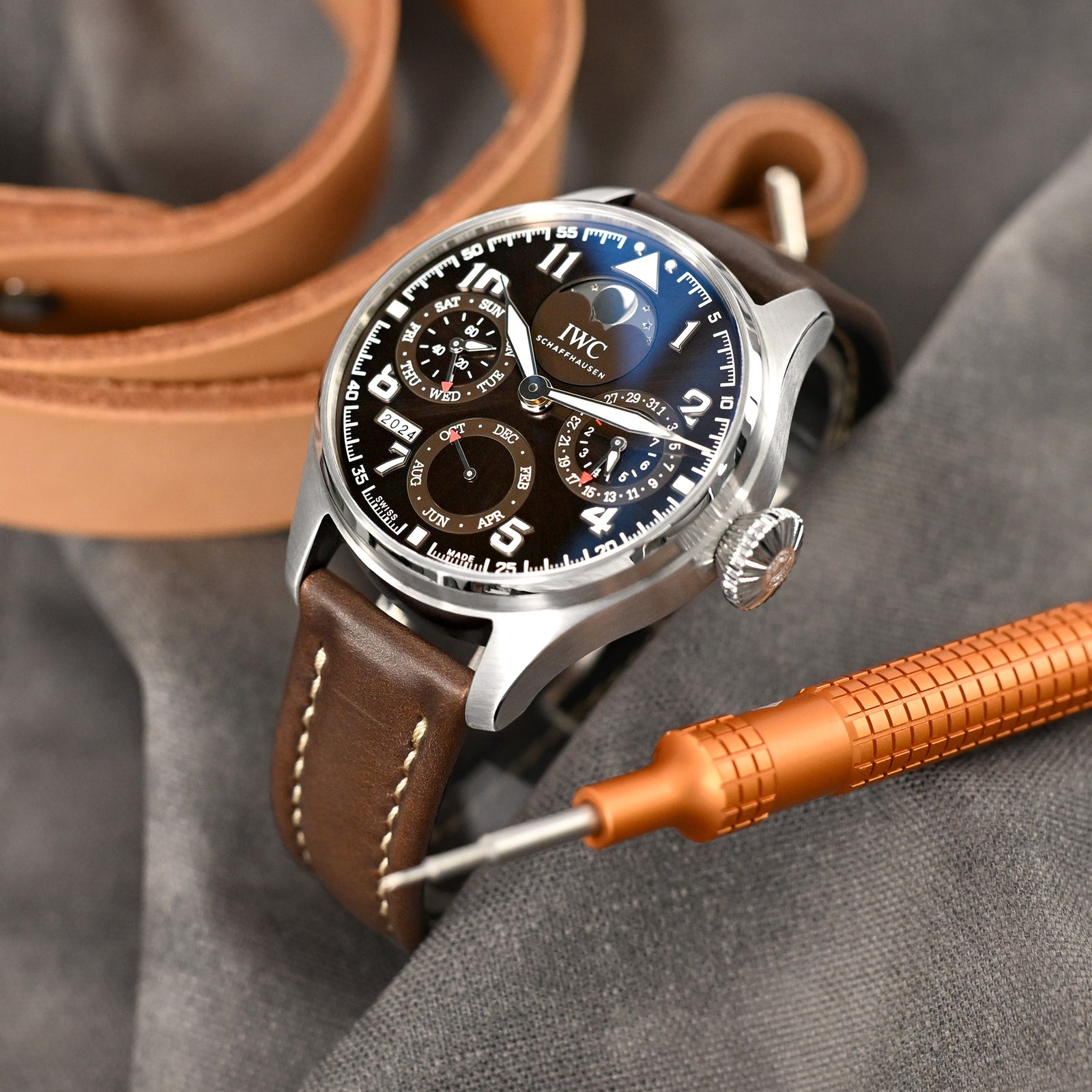 Aviator Style Quick Release Brown Horween Chromexcel Leather Watch Band 19mm, 20mm, 22mm or 23mm Strapcode watch bands