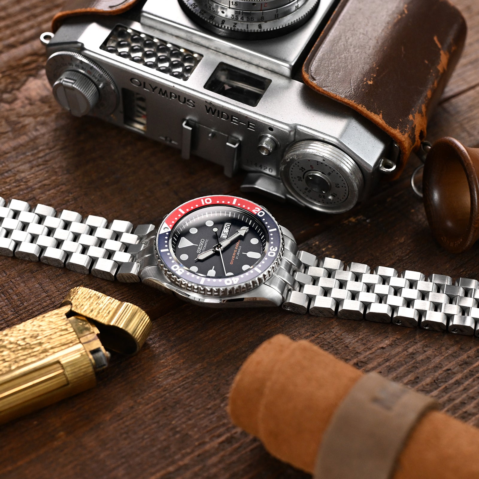 22mm SUPER Engineer II Uhrenarmband kompatibel mit Seiko SKX007, gebürsteter 316L Edelstahl, gebogene Enden