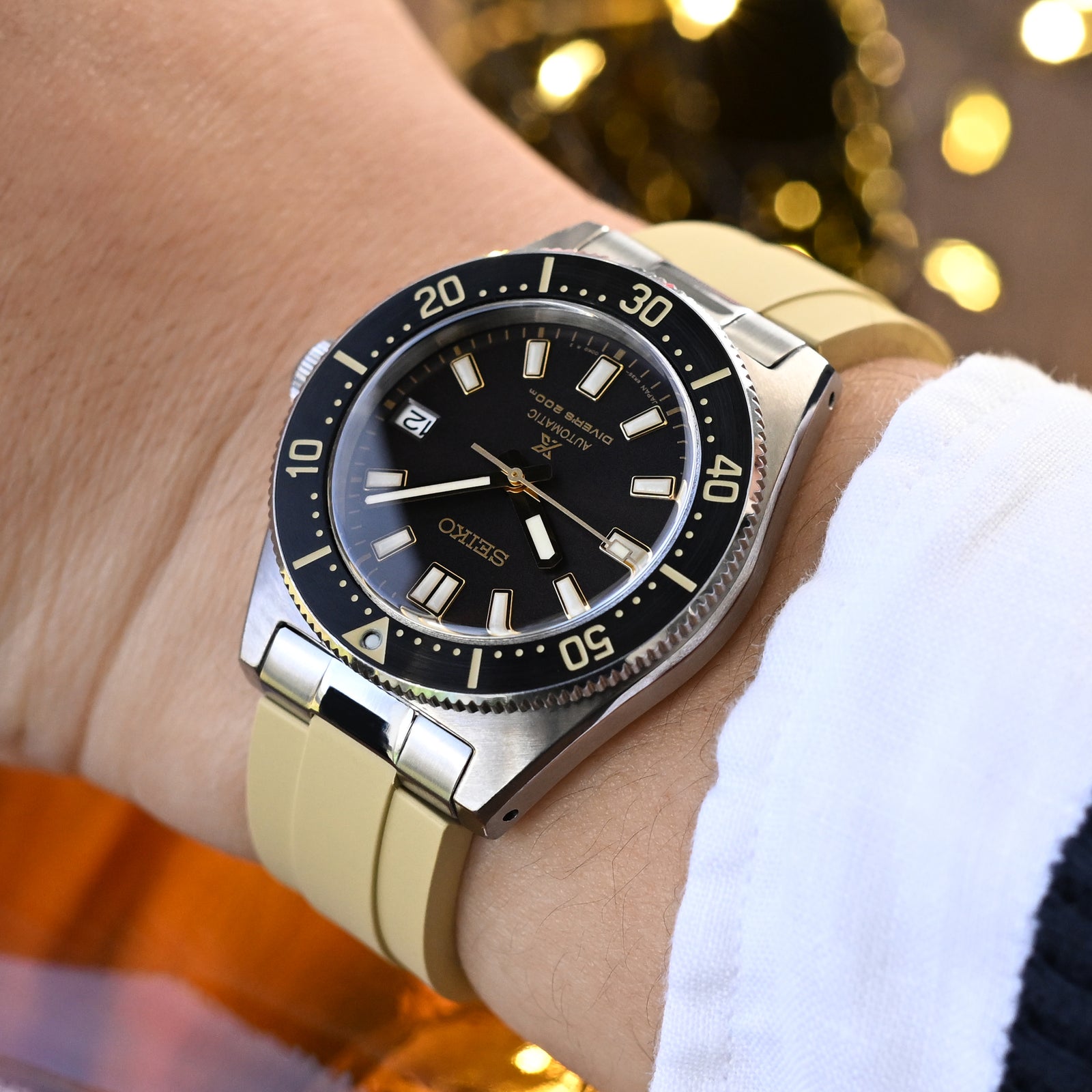 20mm Crafter Blue - MX03-143 Tan FKM Rubber Strap With End Links For Seiko 63MAS Diver 40.50mm SPB143 SPB145 Strapcode Watch Bands