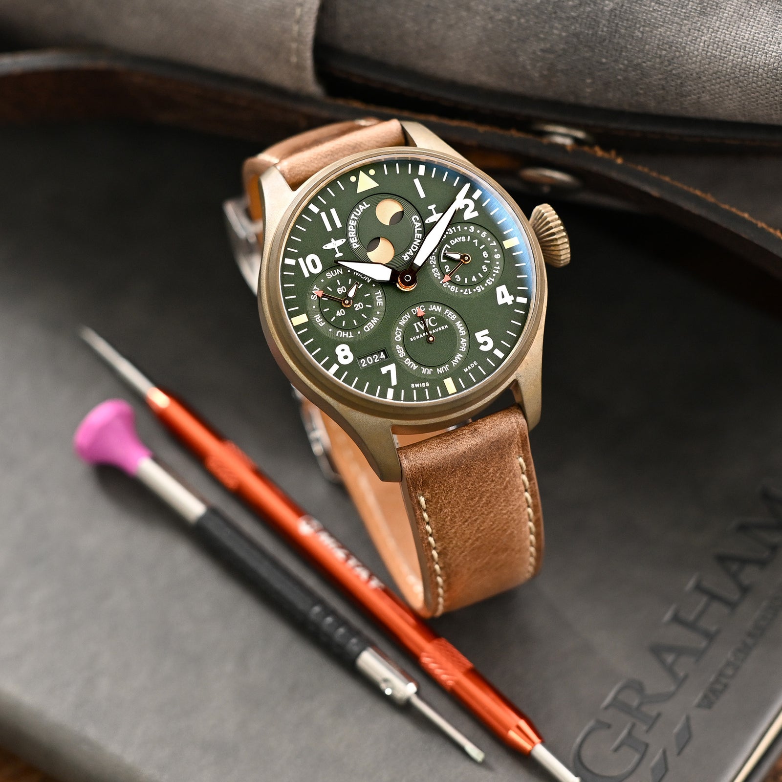 Pam Collection, Vintage Brown Horween Chromexcel Leather Watch Strap for Panerai, Beige Stitching Strapcode watch bands