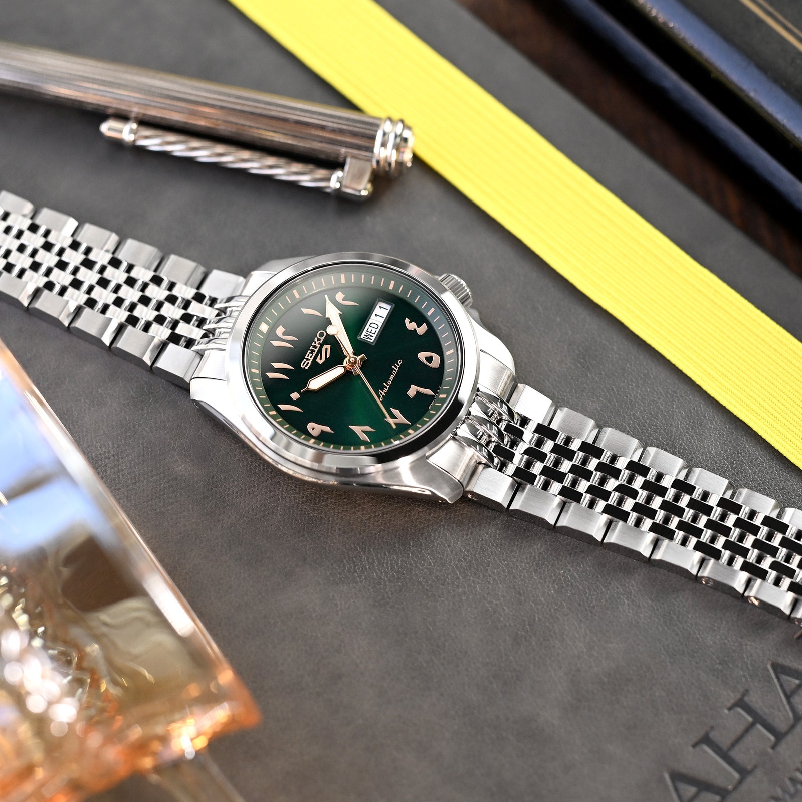 20mm Asteroid Watch Band for Seiko 5 Sports 40mm, 316L Stainless Steel Brushed and Polished V-Clasp Strapcode Watch Bands