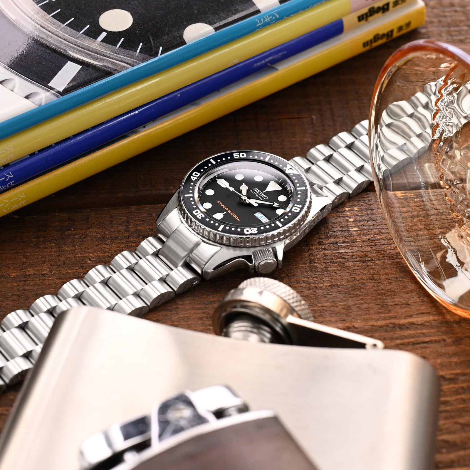 20mm Endmill 316L Stainless Steel Watch Bracelet for Seiko SKX013 Brushed V-Clasp Strapcode Watch Bands