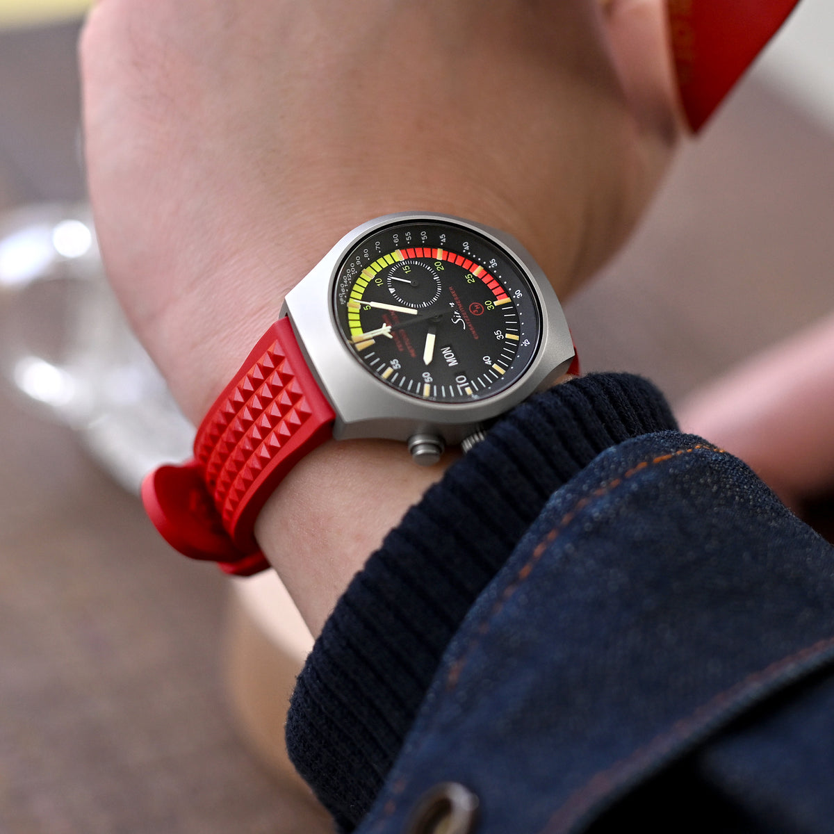 Chaffle Red FKM Rubber watch strap 20mm