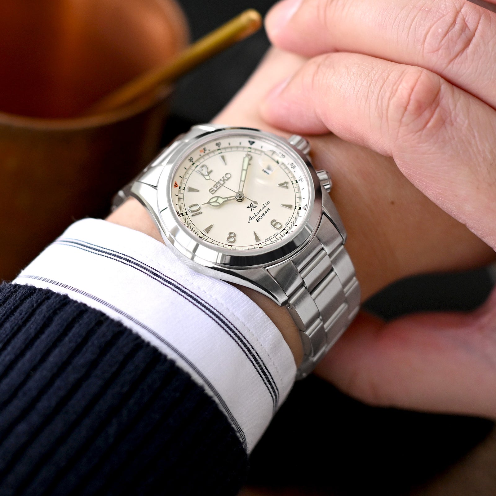 20mm Super Boyer for Seiko Alpinist SARB017 V-Clasp Brushed Strapcode watch bands