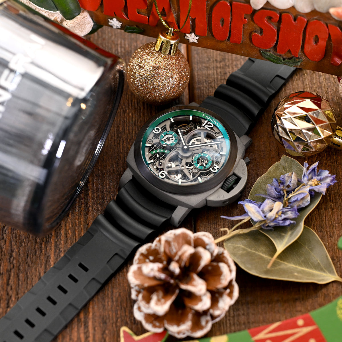 26mm Q.R. Firewave Resilient Curved End FKM rubber Watch Strap, Black