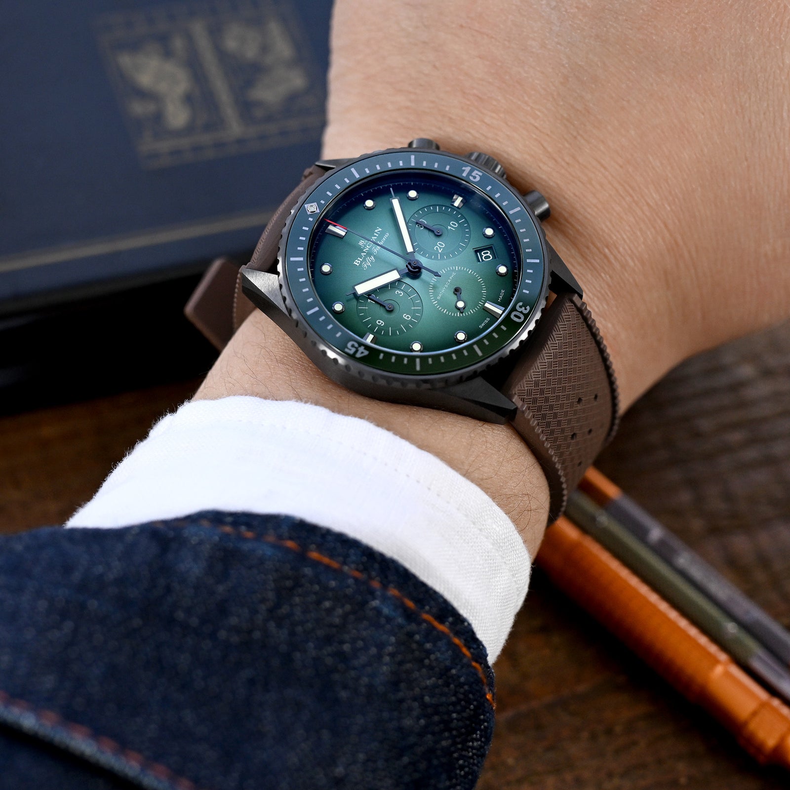 Quick Release Brown Tropical-Style Pro FKM rubber watch strap, 20mm or 22mm Strapcode Watch Bands