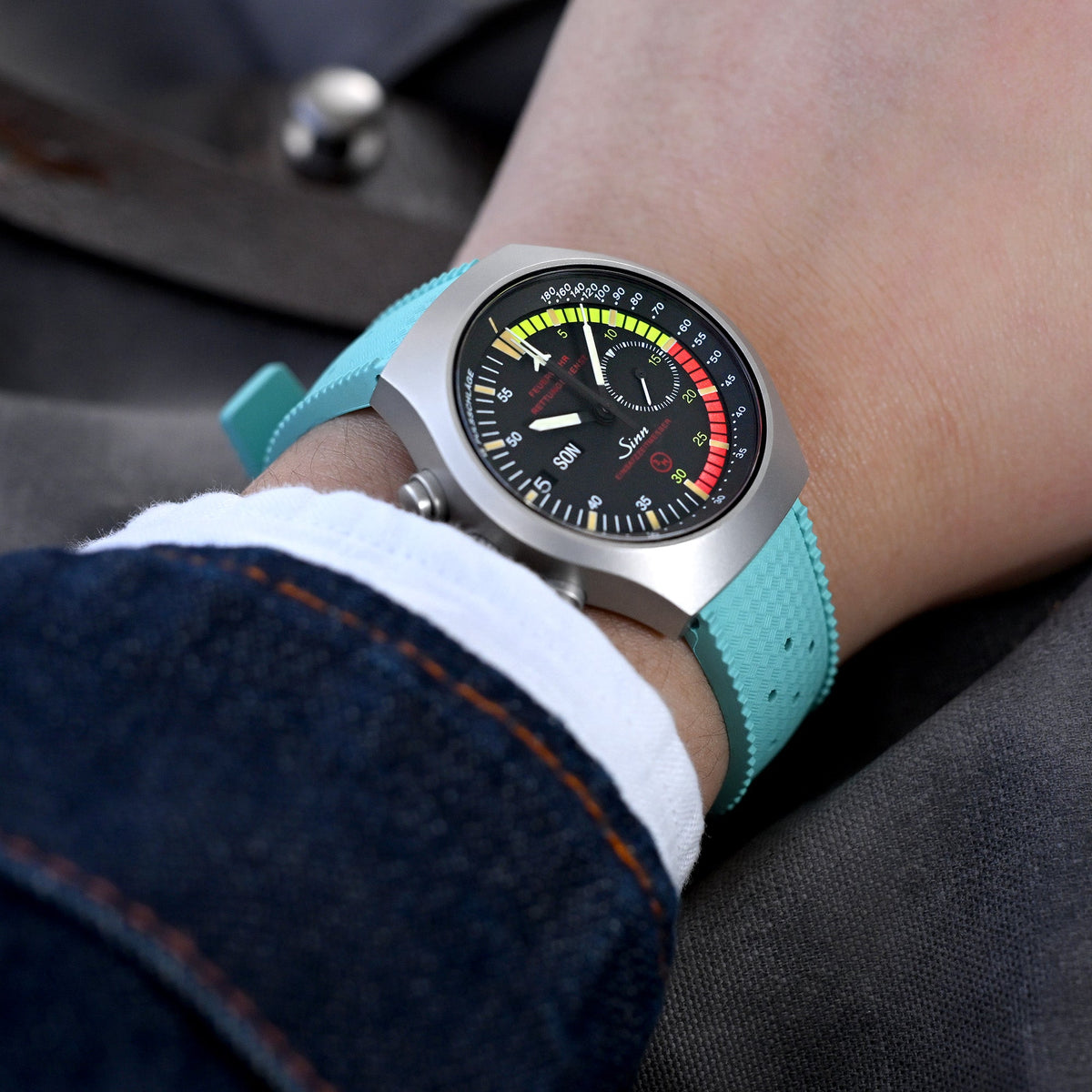 Sinn 157 EZM-4 Chronograph day-date black Dial Strapcode Watch Bands