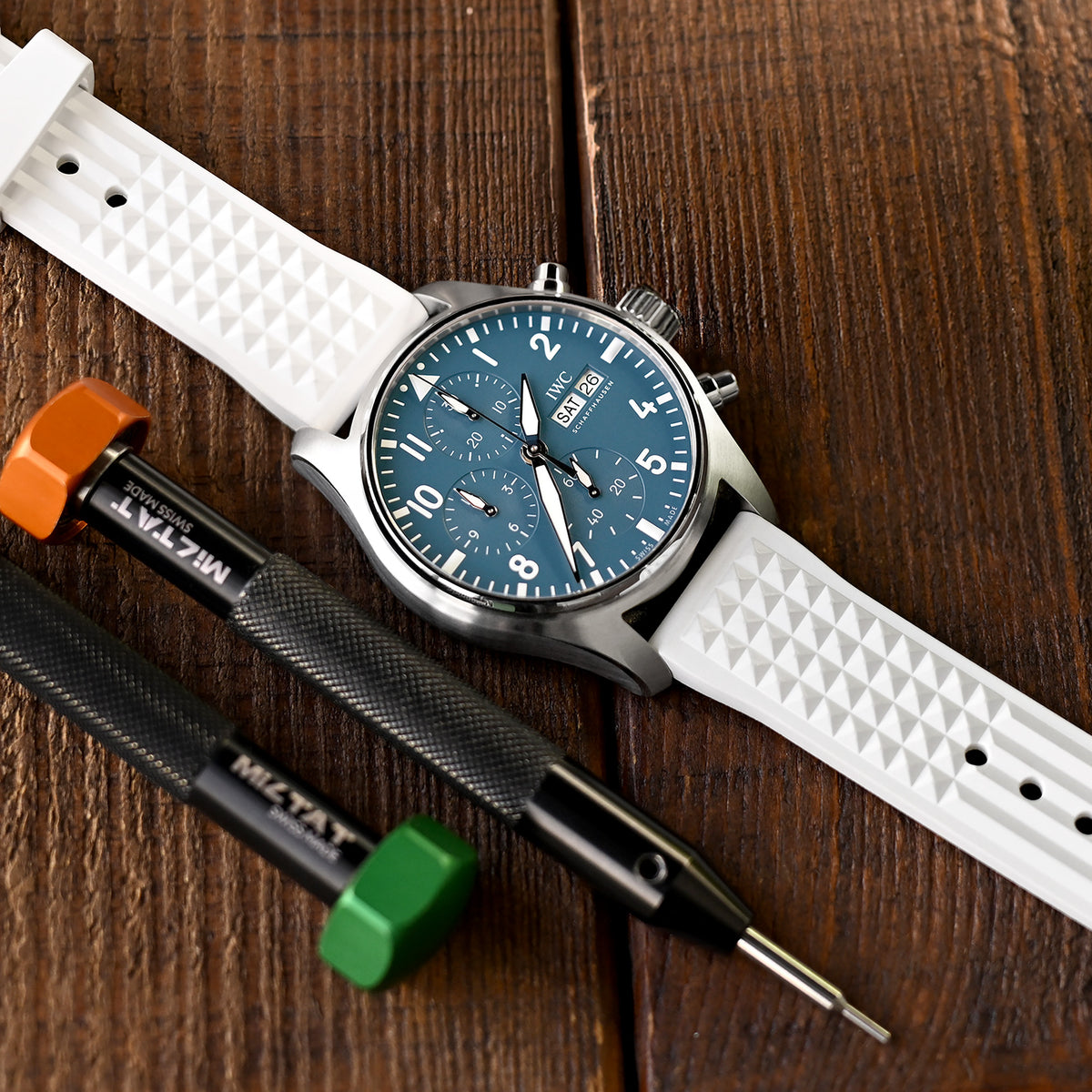 Chaffle White FKM Rubber watch strap, 20mm or 22mm