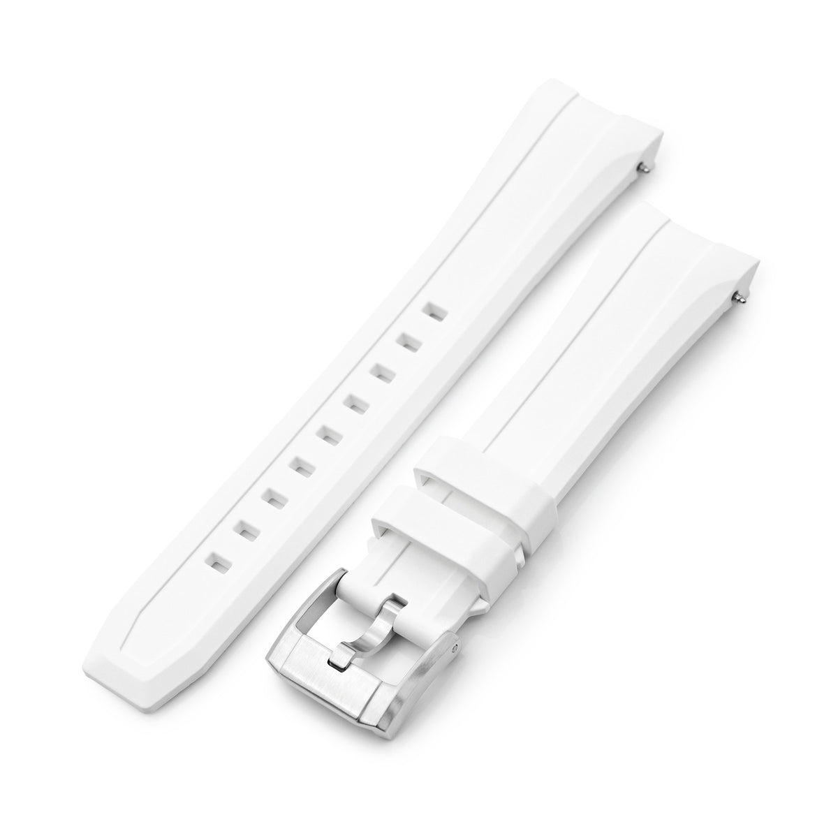 Wheels FKM Watch Band for Orient Kamasu, 22mm White Rubber Quick Release Curved End Strapcode watch bands