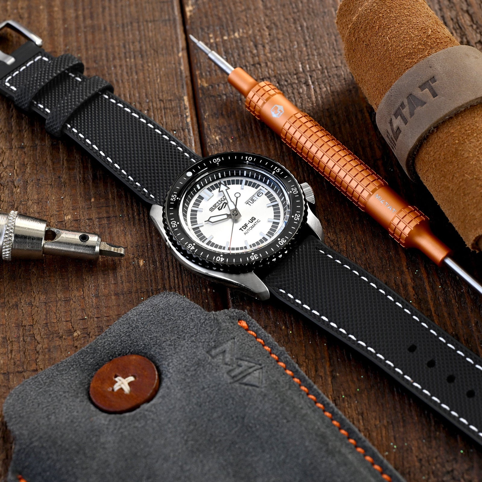 FKM38 Black FKM Quick Release Rubber Watch Band, Brushed, 20mm or 22mm Strapcode watch bands