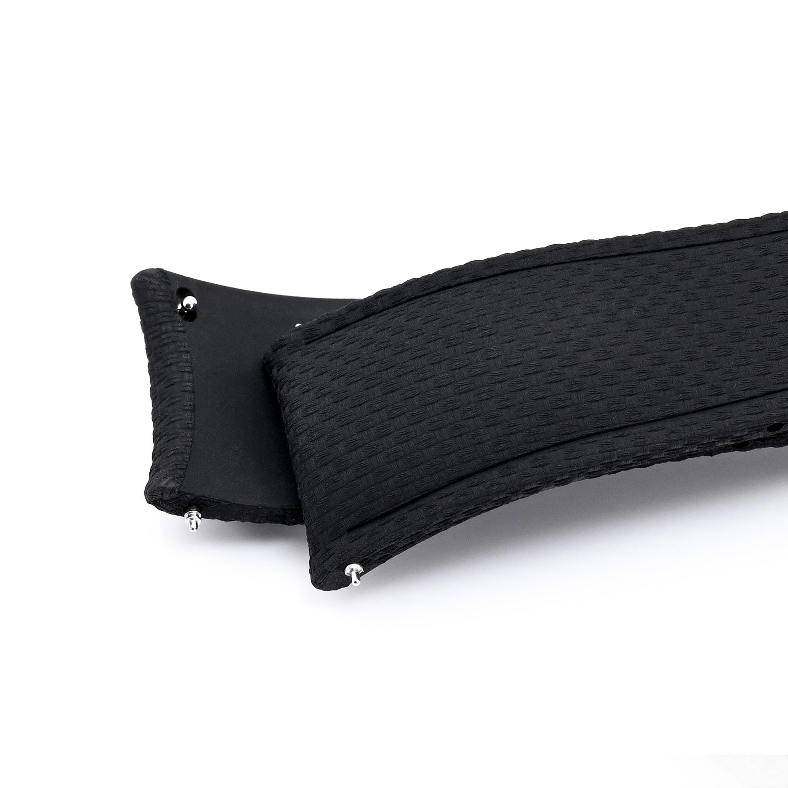 FKM41 Black Quick Release Butterfly Deployment FKM Rubber Watch Band, 18mm to 22mm and 24mm Strapcode watch bands
