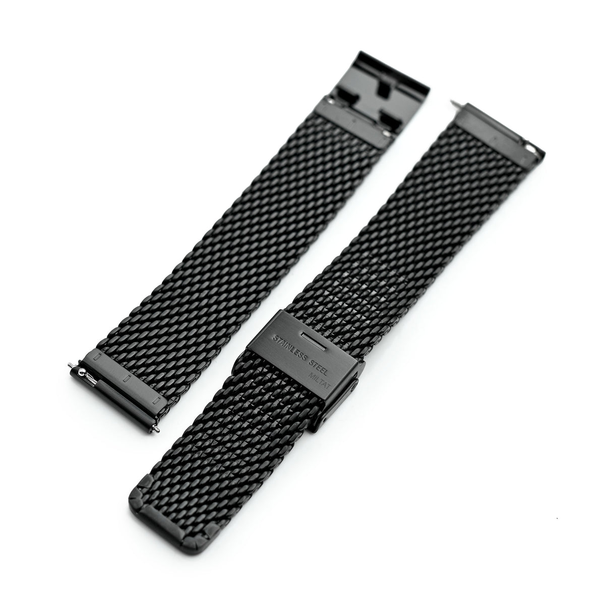 Quick Release Tapered Milanese Mesh Watch Band in PVD Black