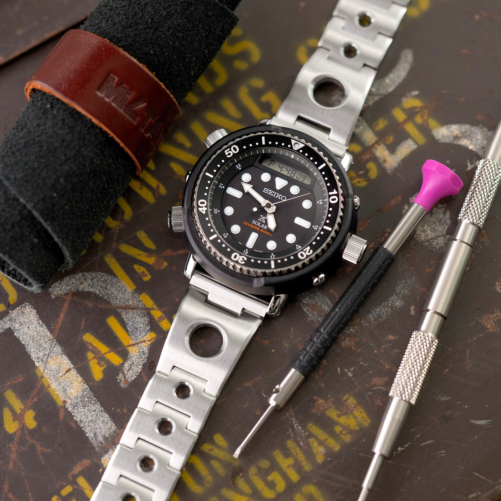 22mm Rollball Watch Band Straight End, 316L Stainless Steel Brushed V-Clasp Strapcode Watch Bands