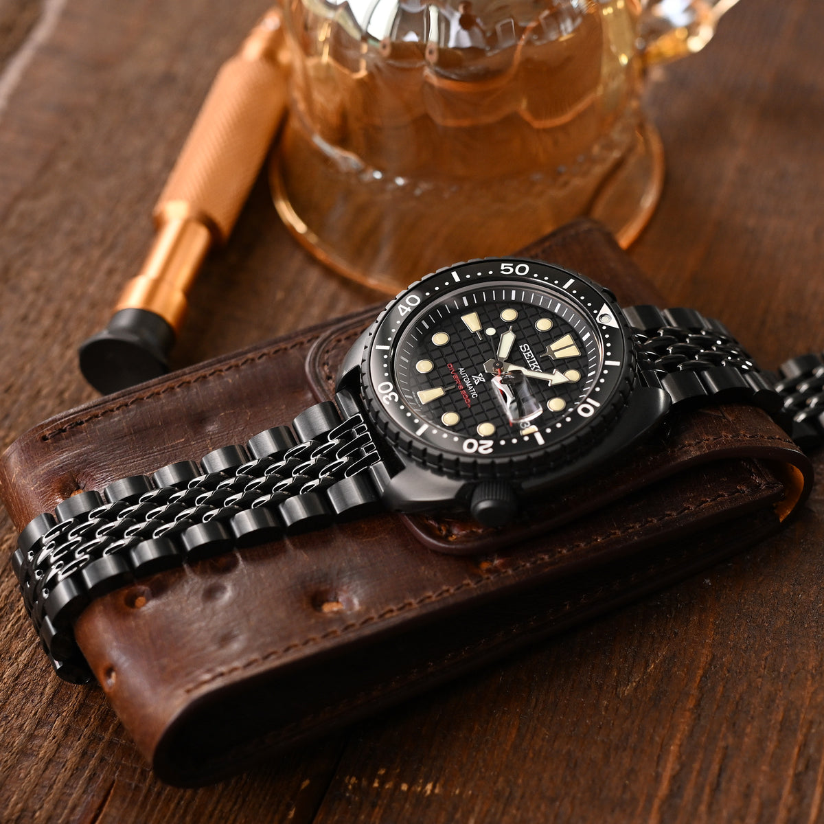 22mm Goma BOR Uhrenarmband mit geradem Ende, 316L Edelstahl mit diamantähnlicher Kohlenstoffbeschichtung (DLC) und V-Schließe
