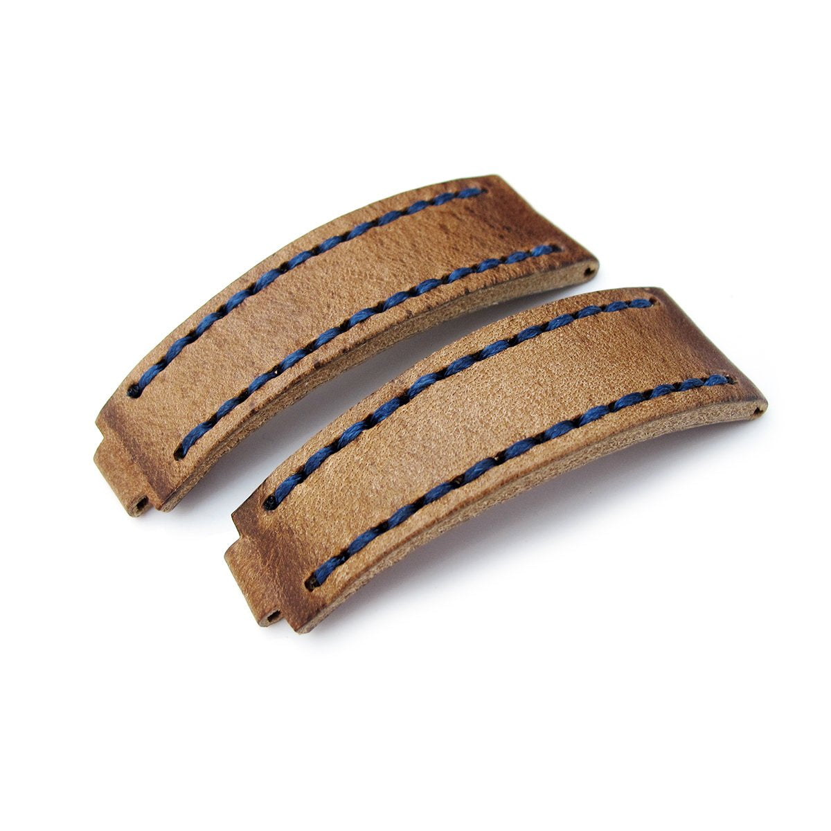 20mm MiLTAT RX Collection 'X' Watch Strap Matte Brown Pull Up Leather Navy Blue St. Tailor-made for RX SUB &amp; Explore Strapcode Watch Bands