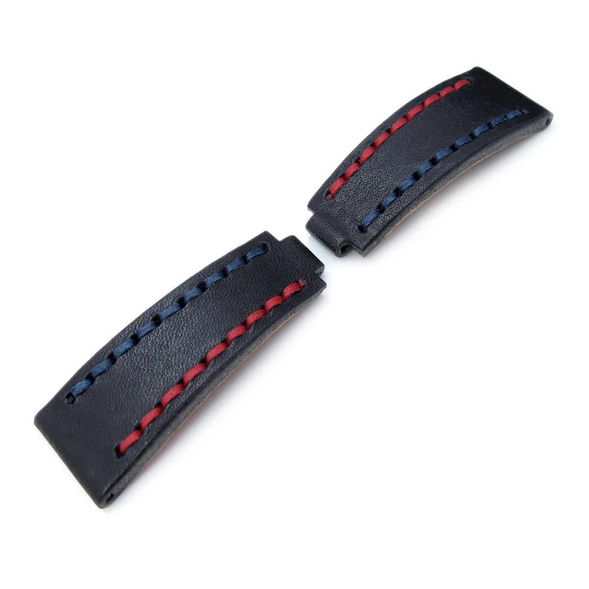 20mm MiLTAT RX 'X' Collection Watch Strap NERO Black Genuine Calf Red + Navy Blue St. Tailor-made for RX SUB &amp; Explo Strapcode Watch Bands