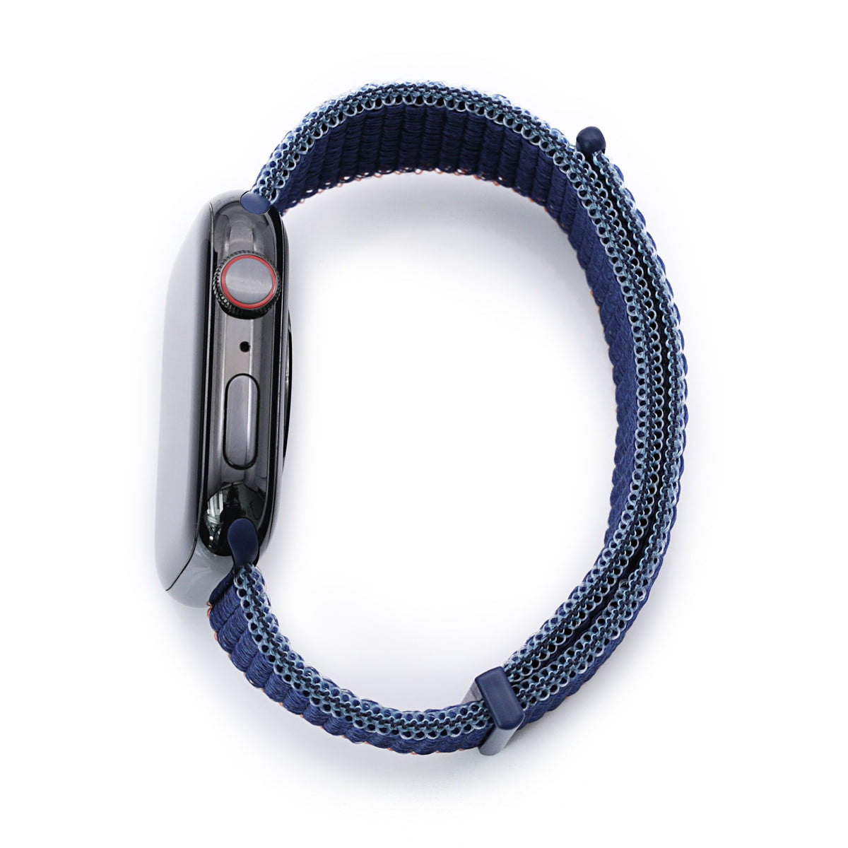 22mm Navy Blue Hook &amp; Loop Durable Nylon Watch Band compatible with Apple Watch 44mm / 45mm models Strapcode Watch Bands