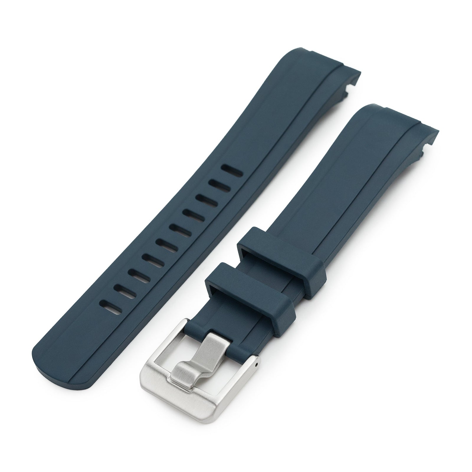 22mm Crafter Blue - CB10-F Blue FKM Rubber Curved Lug Watch Band for Seiko SKX007 Strapcode Watch Bands