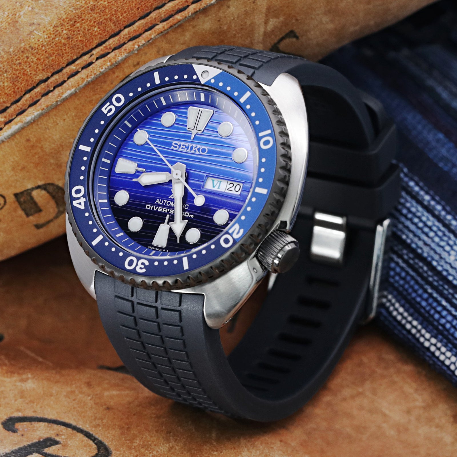 Seiko Watch Prospex Save the Ocean Special Edition New Turtle SRPC91K1 Strapcode Watch Bands