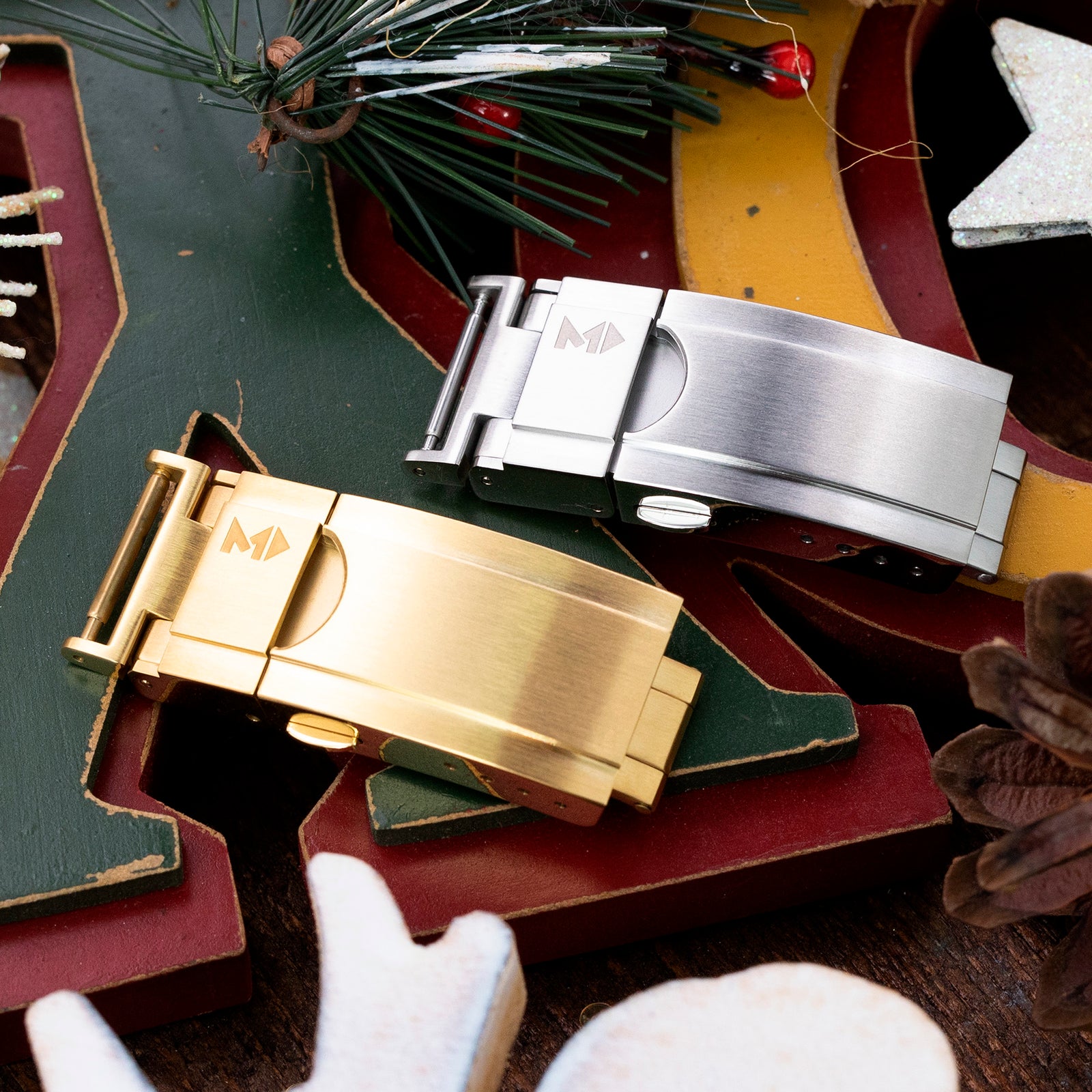 Cuboid Clasp Tri-Fold Stainless Steel Watch Band Buckle, Brushed Strapcode Watch Bands