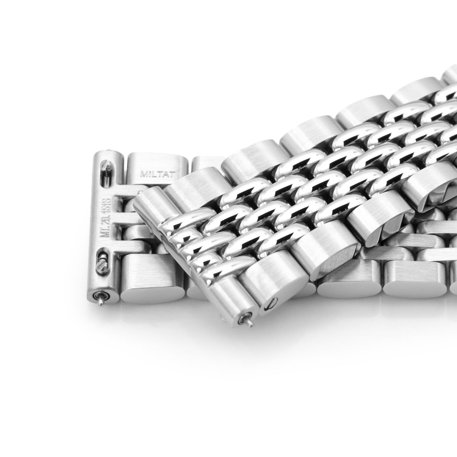 18mm, 19mm or 20mm Goma BOR Watch Band Straight End, 316L Stainless Steel Brushed and Polished V-Clasp Strapcode Watch Bands