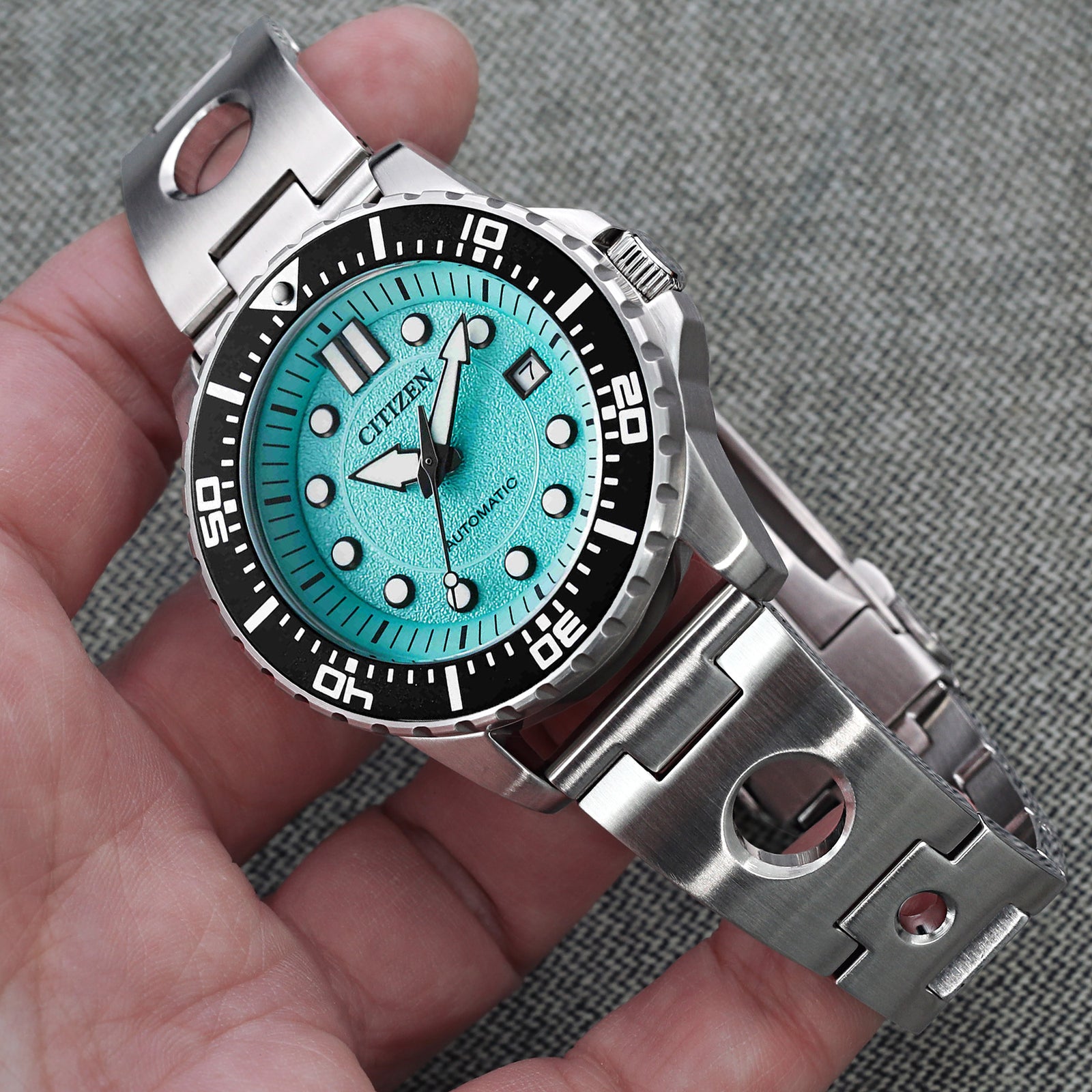 Bracelet montre Rollball 22mm, extrémité droite, acier inoxydable 316L, finition brossée, boucle V