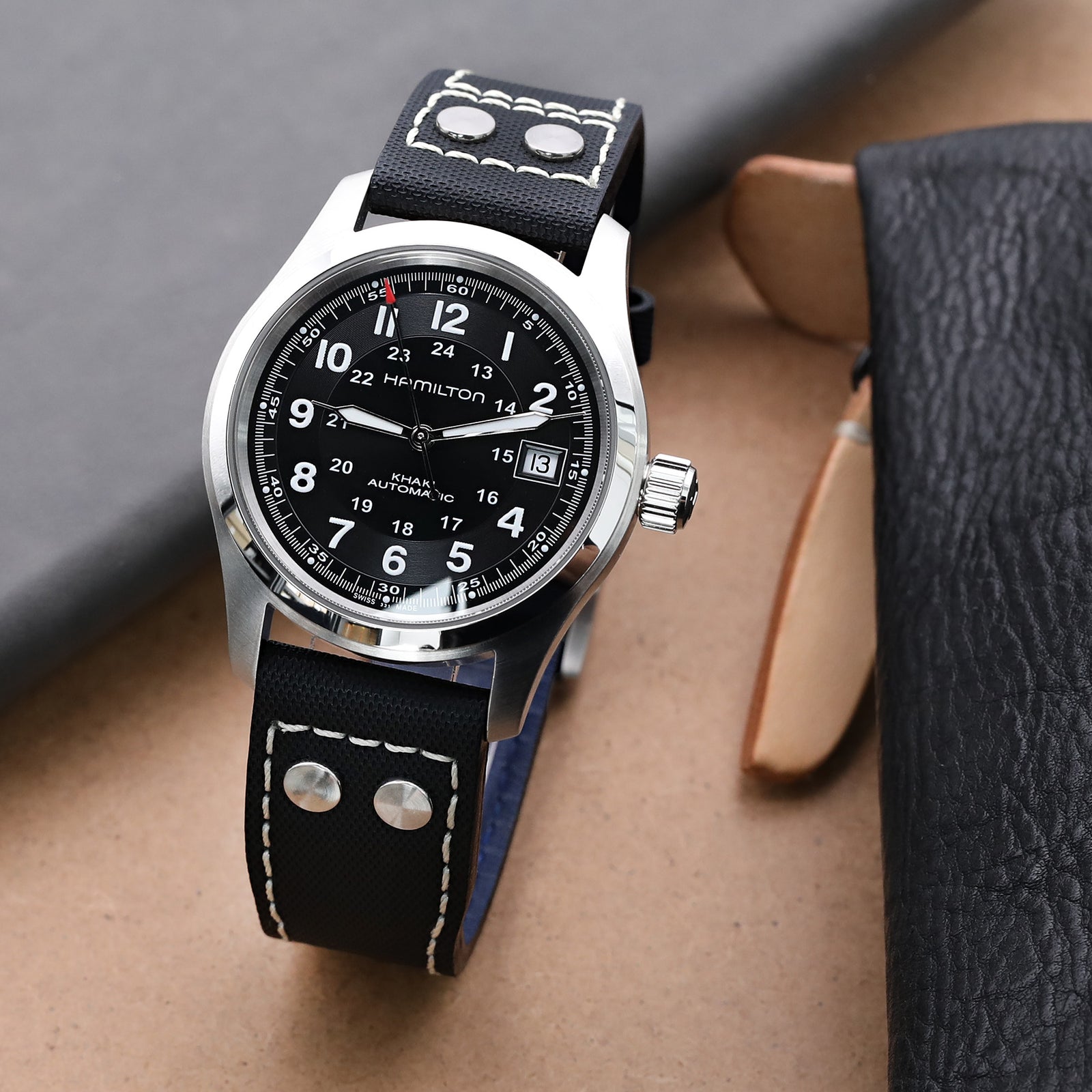 Hamilton Khaki Field Automatic 38mm Men Watch H70455733  Strapcode Watch Bands