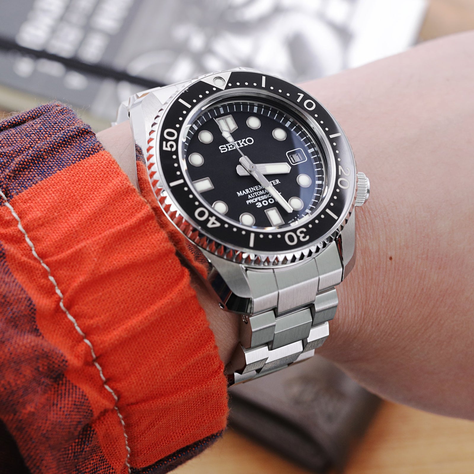 20mm Hexad Watch Band for Seiko MM300 Prospex Marinemaster SBDX001, 316L Stainless Steel Wetsuit Ratchet Buckle Strapcode Watch Bands