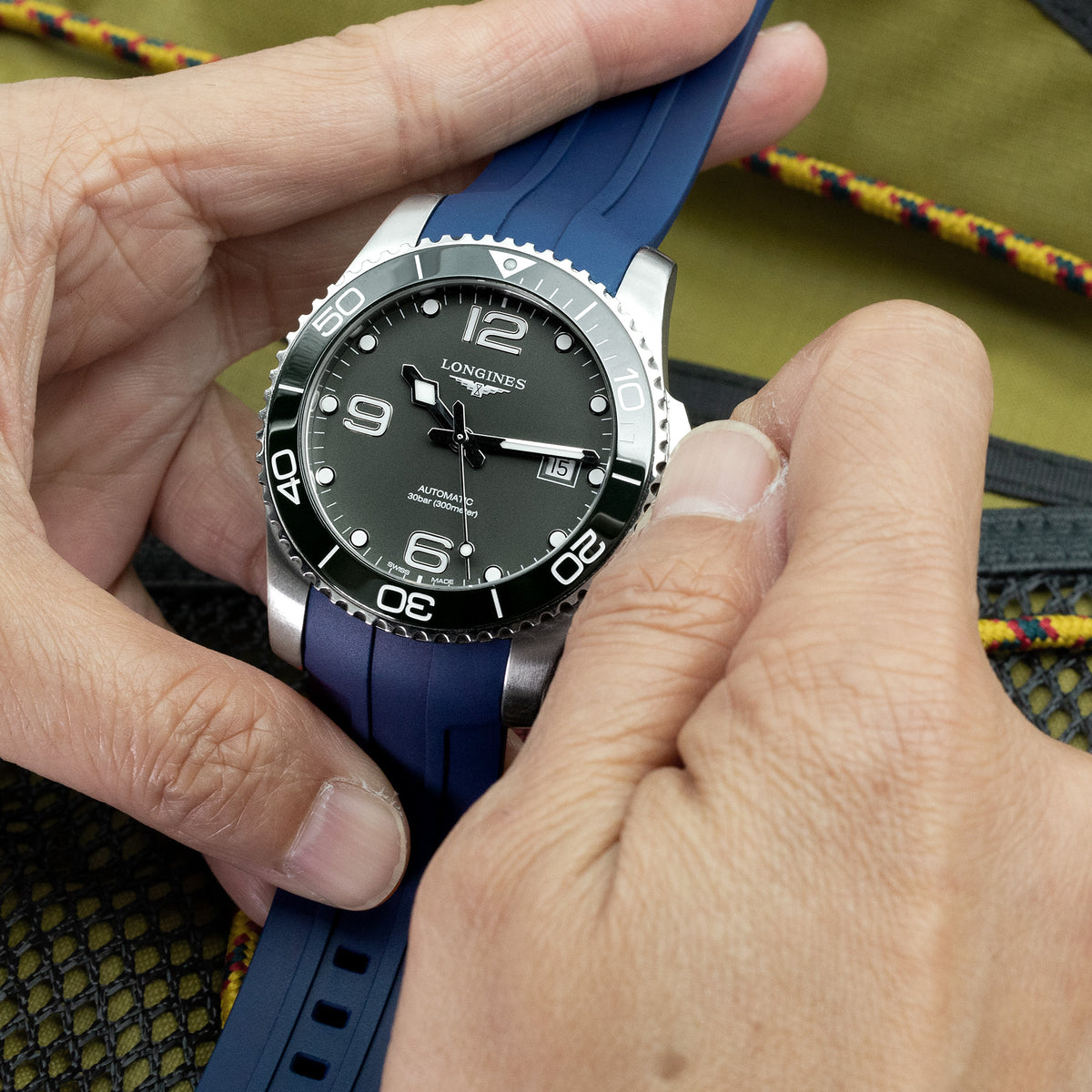 StrapXPro LXH1C Rubber Strap for Longines Hydroconquest Conquest 41mm